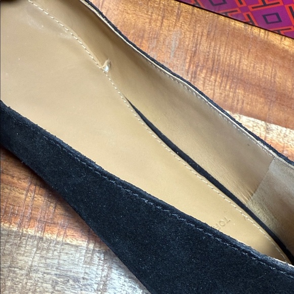 Tory Burch Black Suede Slipper Flats with Gold Buckle, Women’s 8.5 - Picture 5 of 7